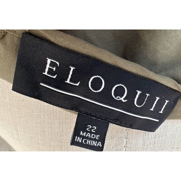 Eloquii Dress Womens Army Green Ruffle Flutter Sleeveless Midi Dress Size 22 NEW - Picture 7 of 8